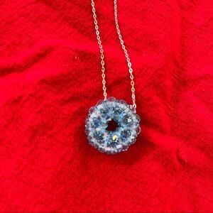 Nwt & box blue Swarovski crystallized elements necklace w/sterling silver